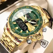 POEDAGAR Luxury LED Dual Time Watch